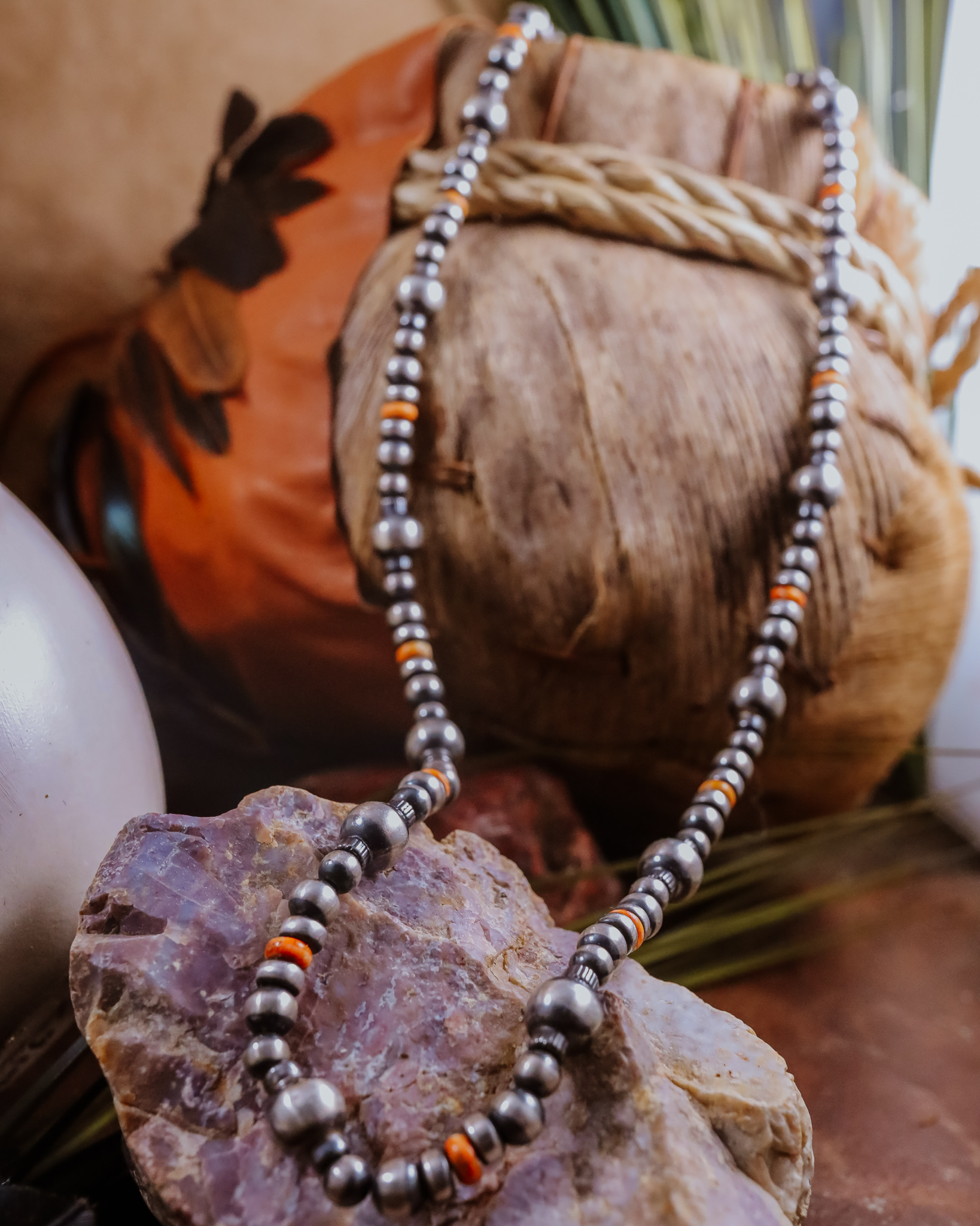 Spiny Oyster Navajo Pearls Native American Turquoise Dakota Sky Stone