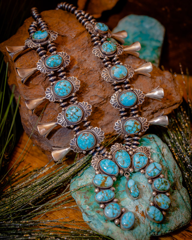 Turquoise Mountain Squash Blossom Set Native American Turquoise