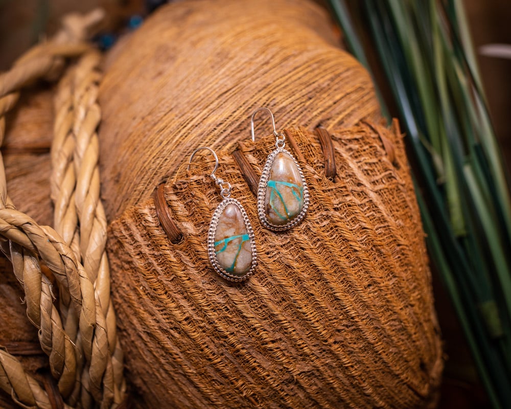 Boulder Turquoise Earrings Native American Jewelry Dakota Sky Stone