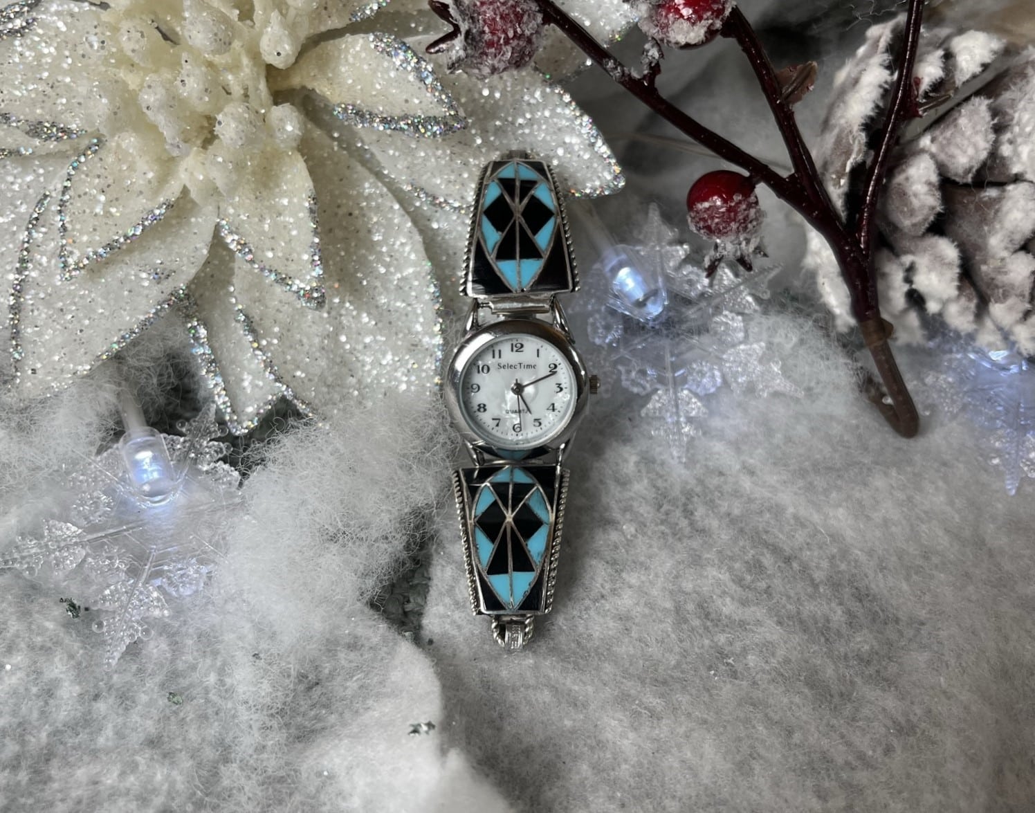 Zuni Inlay Watch - Native American Turquoise Jewelry - Dakota Sky Zuni Inlay Watch - Native American Turquoise Jewelry - Dakota Sky