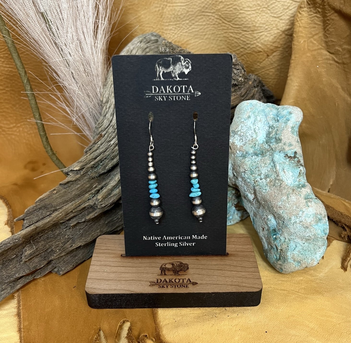 Gorgeous Native American Navajo Whitewater Turquoise Sterling Silver Necklace & Earring Set