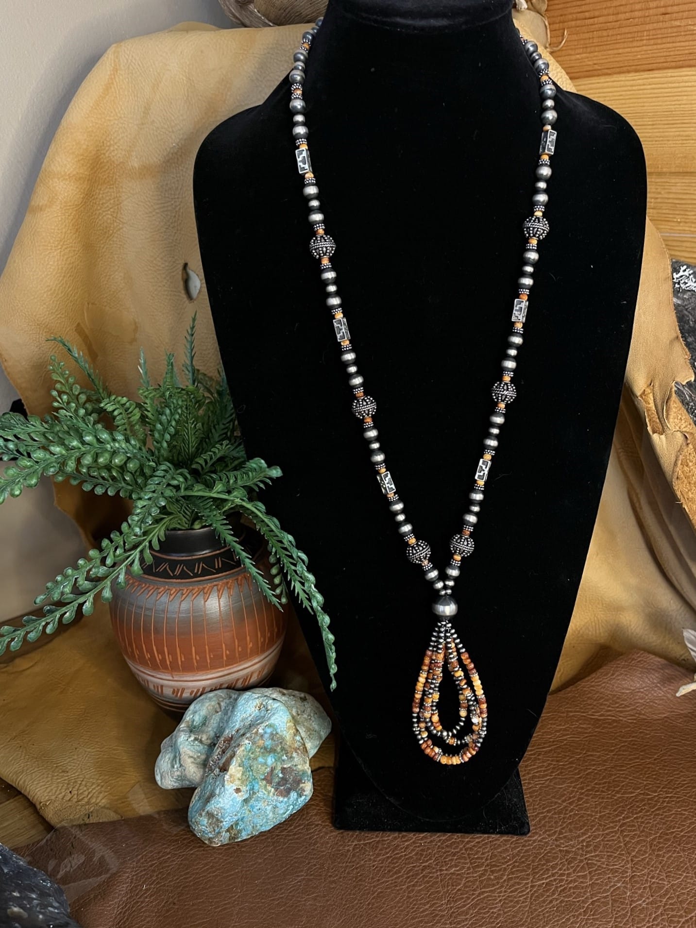 Navajo Pearl and Spiney Oyster Necklace Native American Turquoise