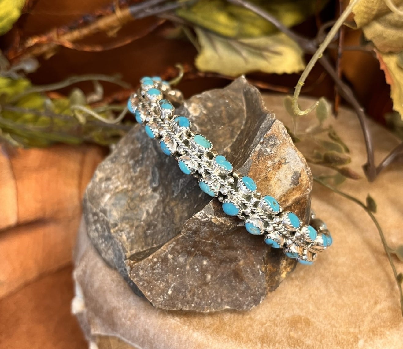 Turquoise Sleeping Beauty Nugget Bracelet, 14k Gold Filled Beaded Bracelet,  Large 5mm Beads, December Birthday, Southwest Style, #1419