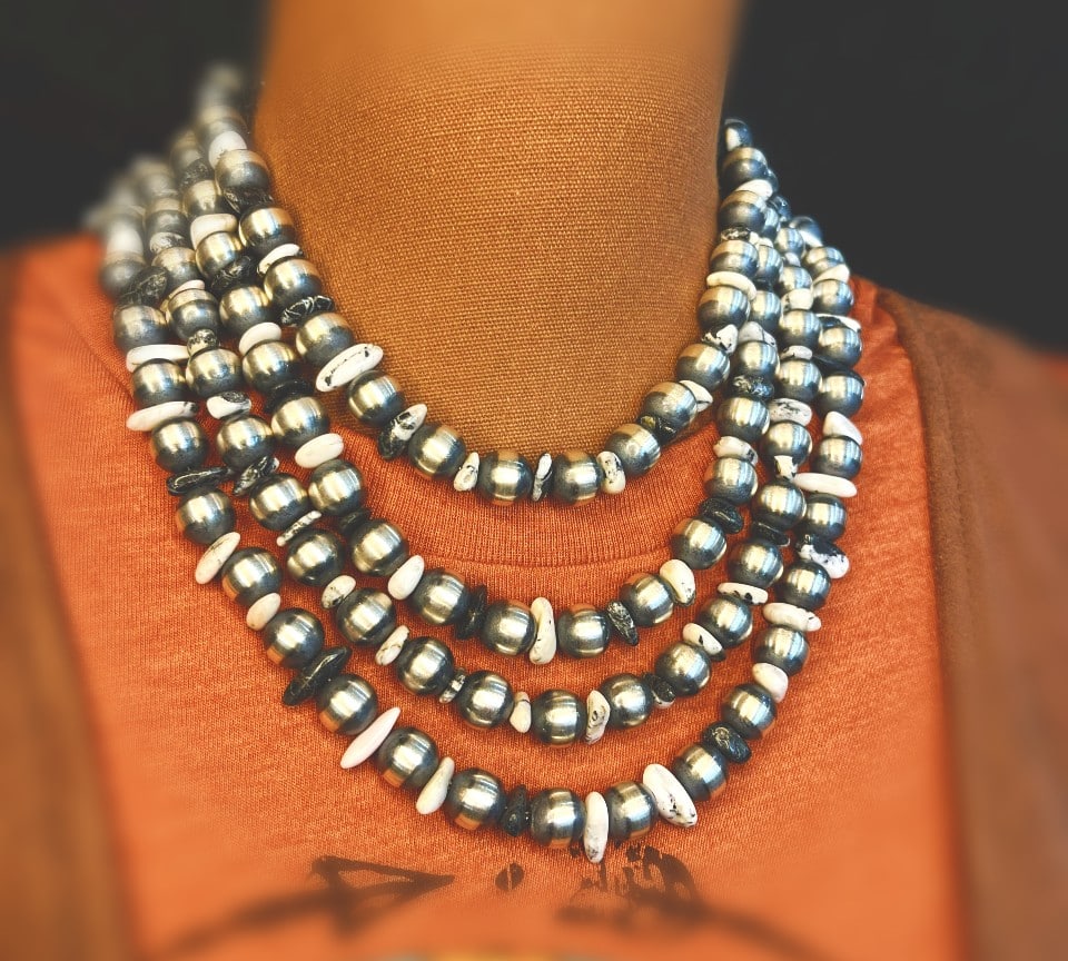 10MM Navajo Pearls with White Buffalo Native American Turquoise