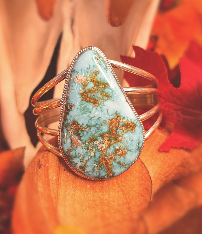 Pilot Mountain Turquoise Bracelet Native American Turquoise Jewelry Dakota Sky Stone