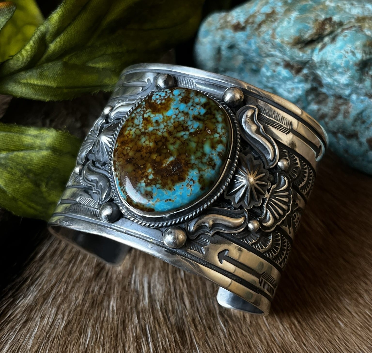 Whimsical Vintage Native American Navajo Royston Turquoise Sterling Silver Bracelet Old Whimsical Vintage Native American Navajo Royston Turquoise Sterling Silver Bracelet Old