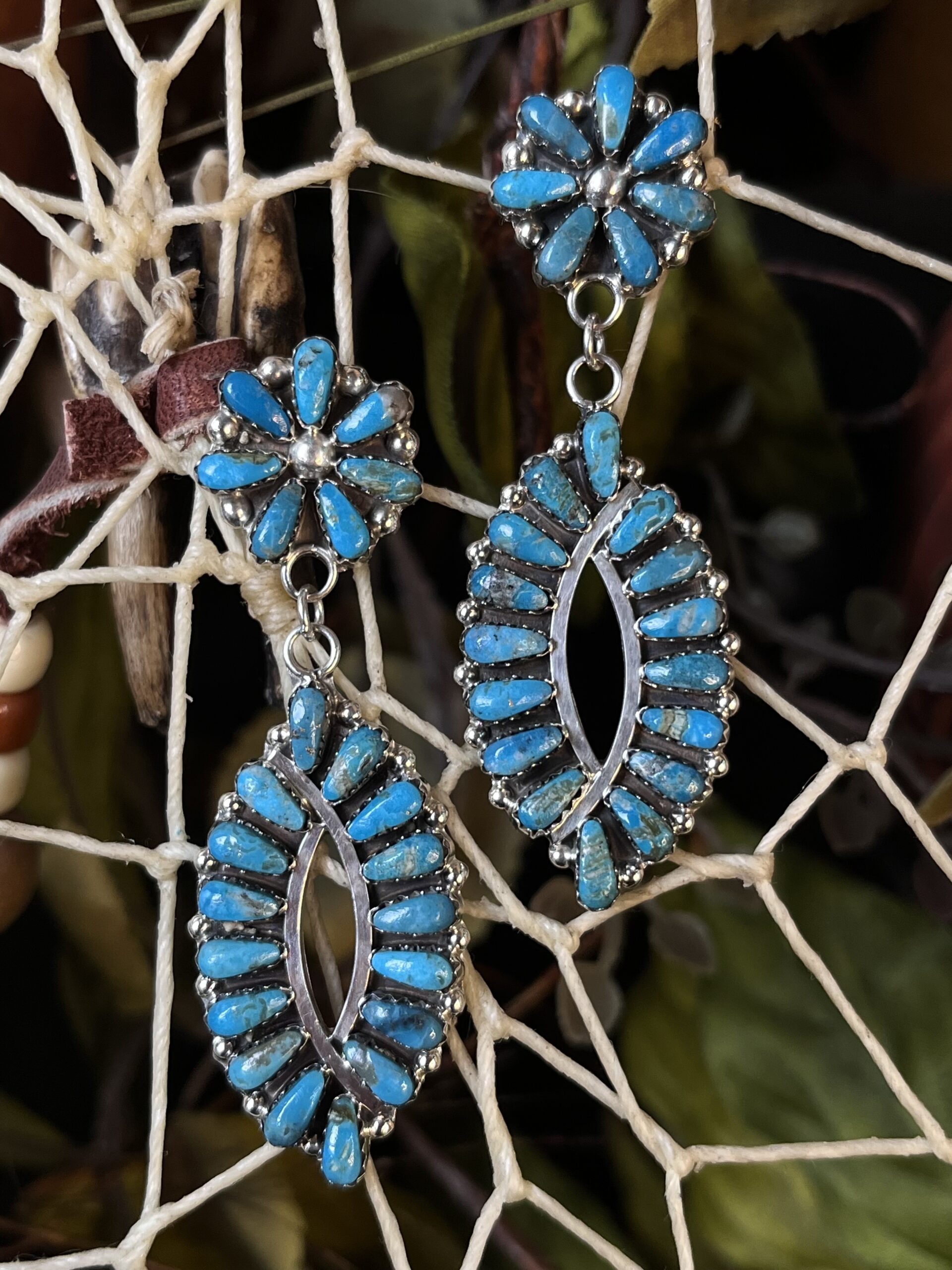 Kingman Turquoise Earrings Native American Turquoise Jewelry