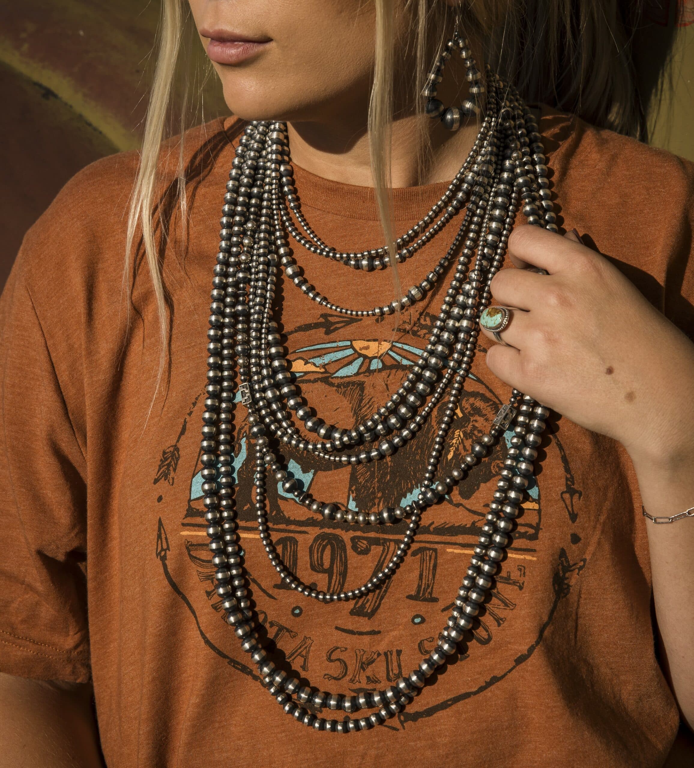 Important Native American Navajo 20 Strand Royston Turquoise Heishi Necklace