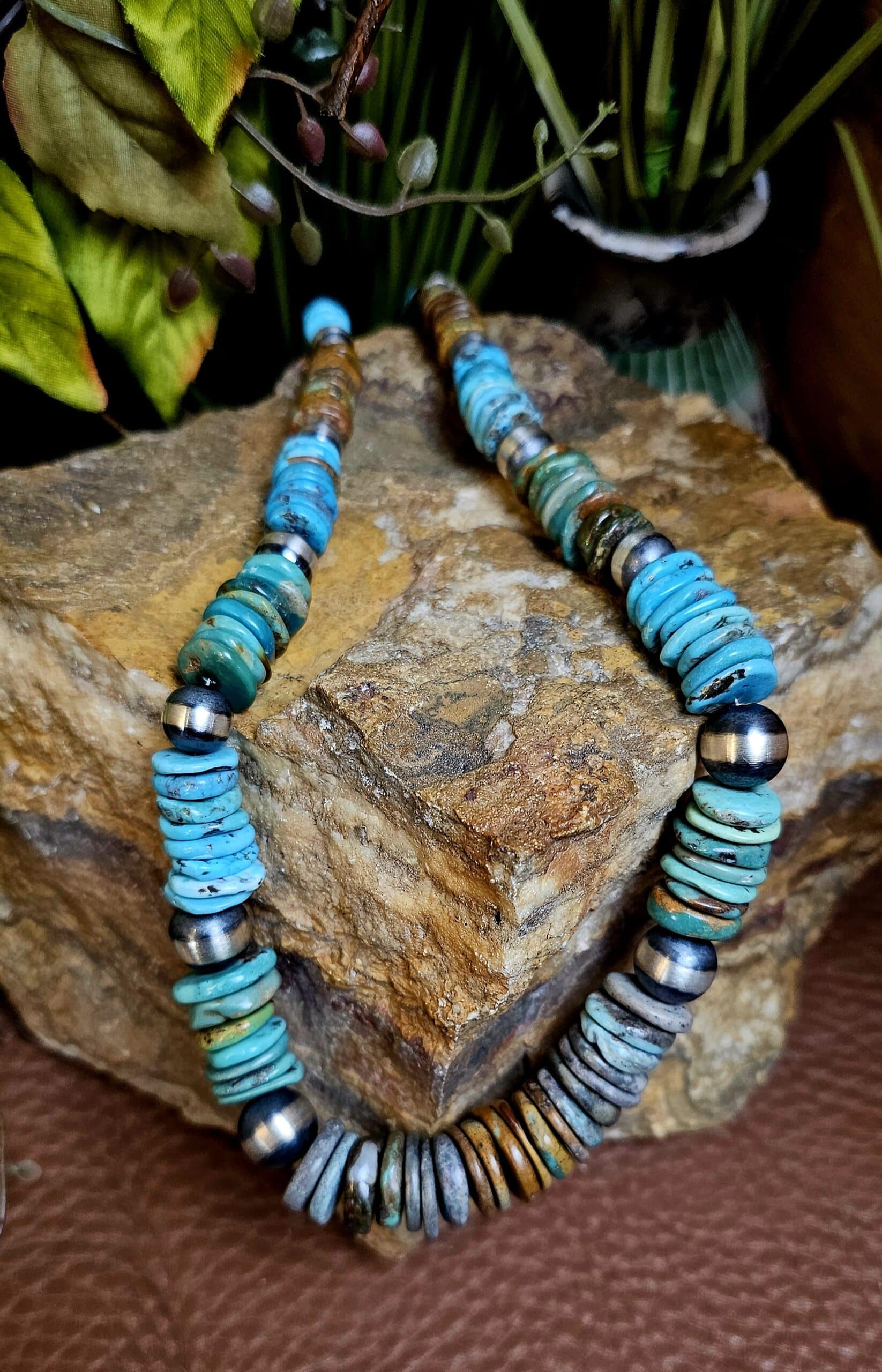 Native American Stunning Vintage Santo Domingo Royston Turquoise Coral Sterling Silver Necklace