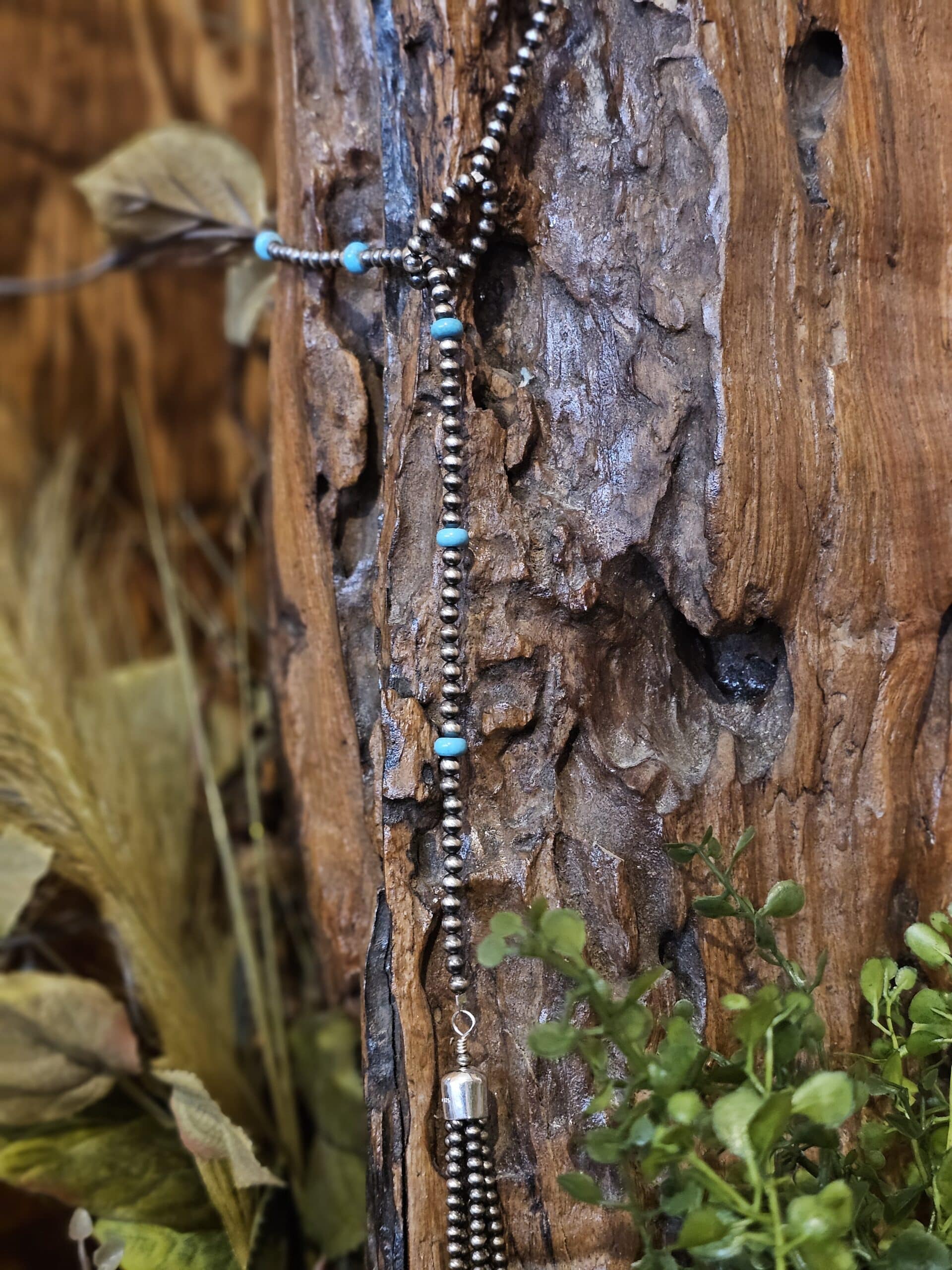 Kingman Beaded Turquoise Tassel Necklace Kingman Beaded Turquoise Tassel Necklace