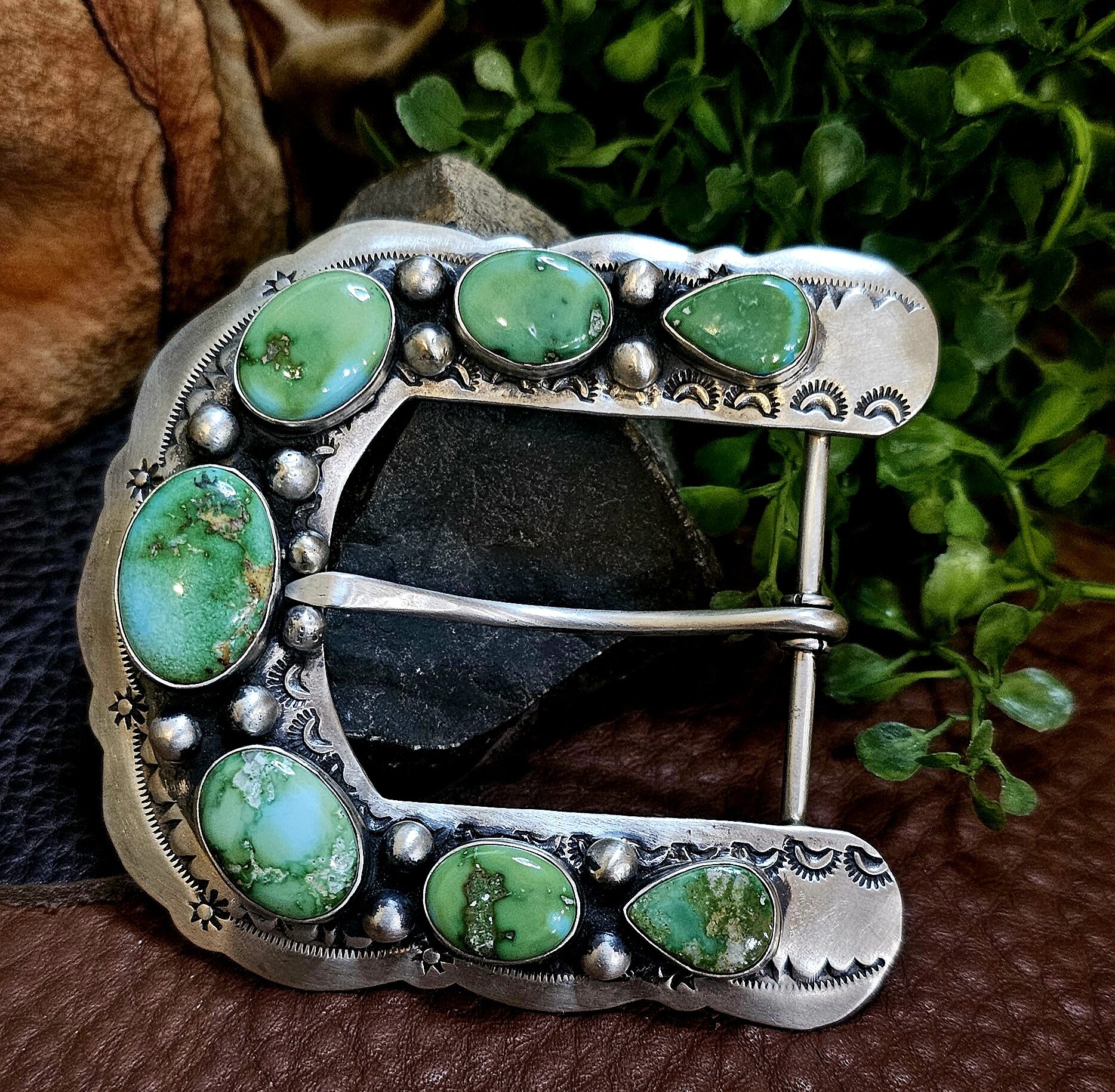 Sonoran Turquoise Belt Buckle - Native American Turquoise