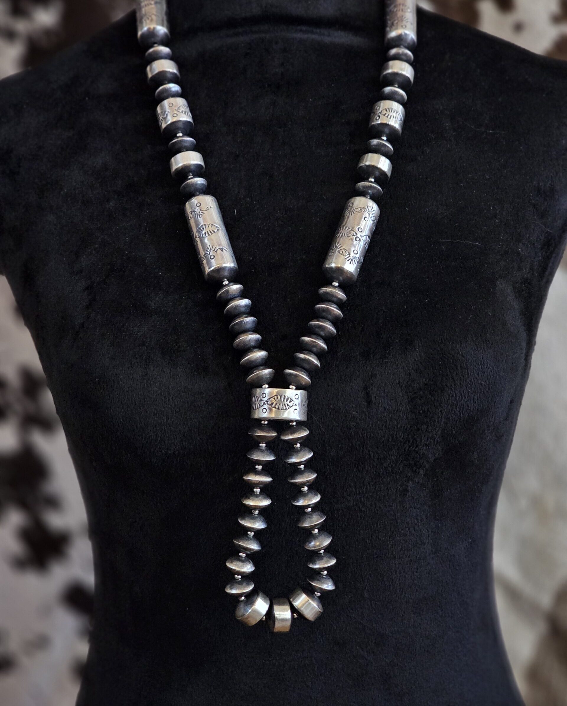 Navajo Pearl Necklace w/ Barrel and Saucer Beads - Native American